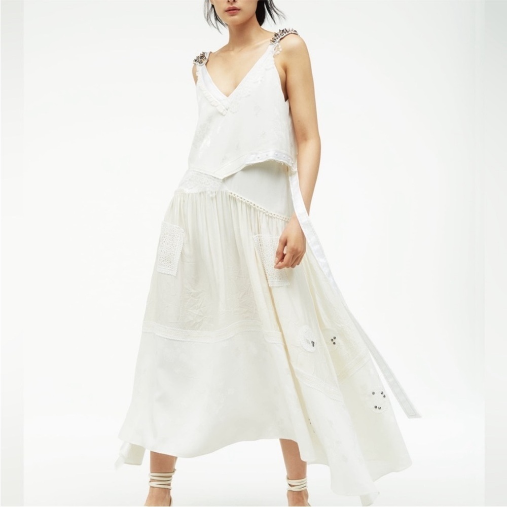 ZARA ATELIER OYSTER WHITE STUDDED BEADED DRESS LIMITED EDITION
